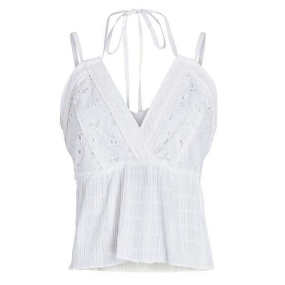 IRO Mireya Eyelet Strappy Halter Neck Peplum Top - Picture 6 of 14